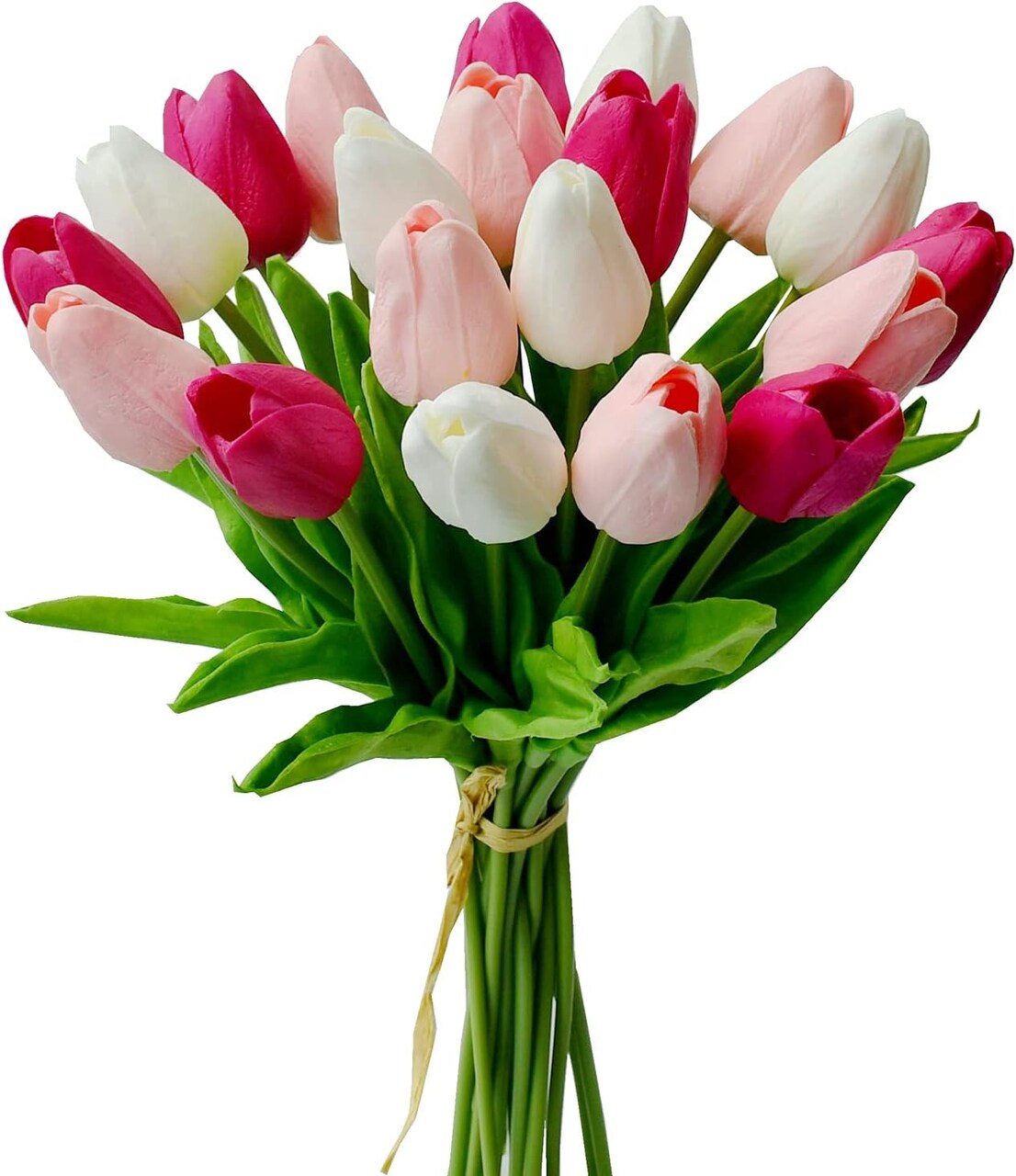 20 Stems Artificial Tulips in Shades of Pink – 13.5 Inch PU Faux Flowers for Valentine's Day, New Year, Wedding, and Home Décor